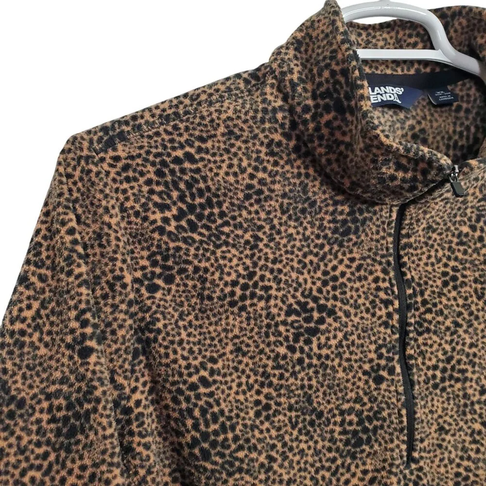 Lands End Womens 3X Shirt Leopard Print Zip Pullover Fleece Top Mob Wife Trendy - Picture 9 of 12